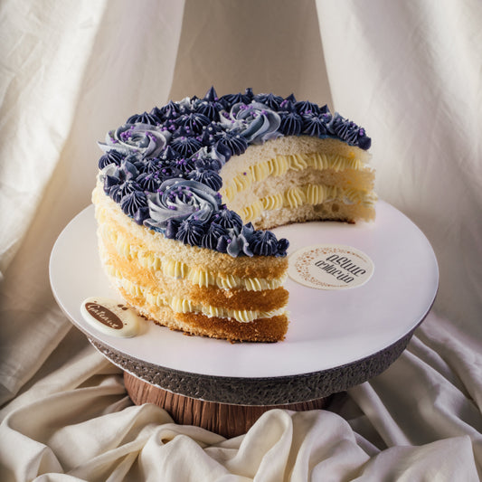 purple crescent Cake
