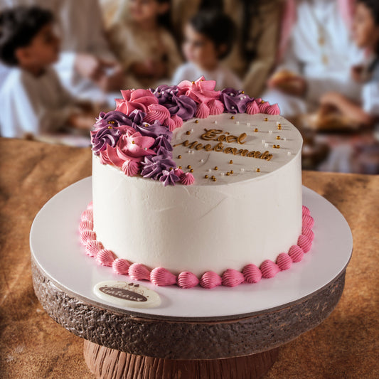 Pink Flowers Eid Cake
