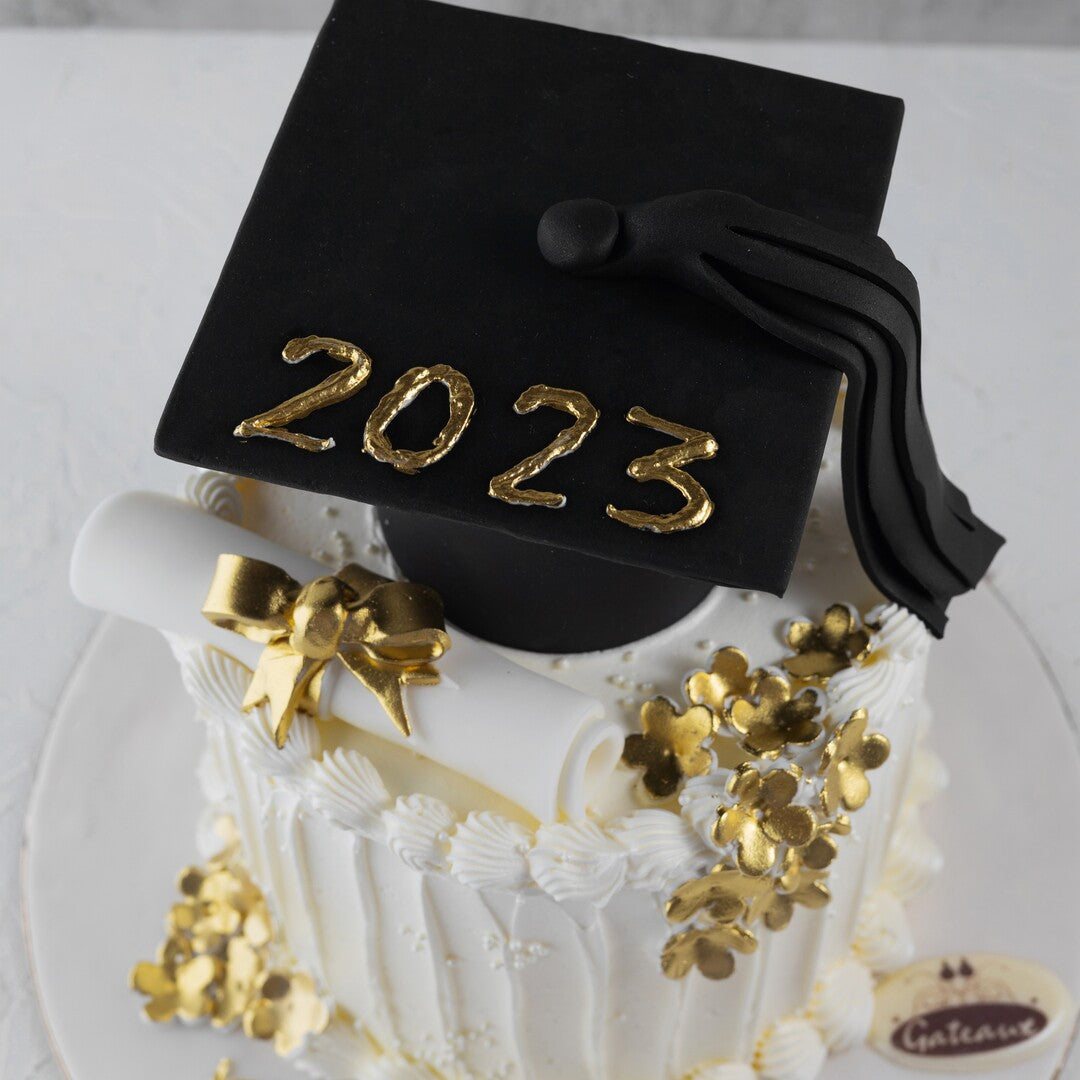 Gold Graduation Cake