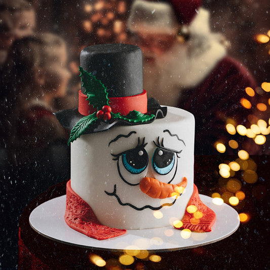 Smiley Snowman Cake