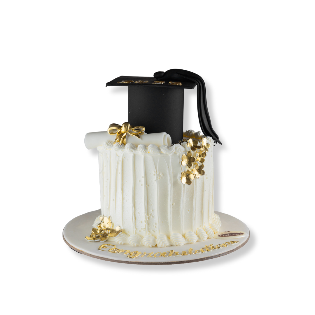Golden Flower Graduation Cake