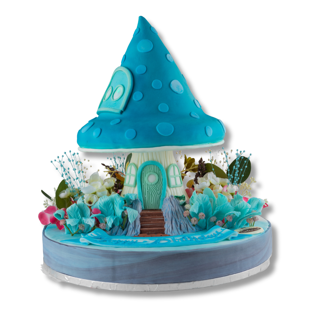 Mushroom House Birthday Cake