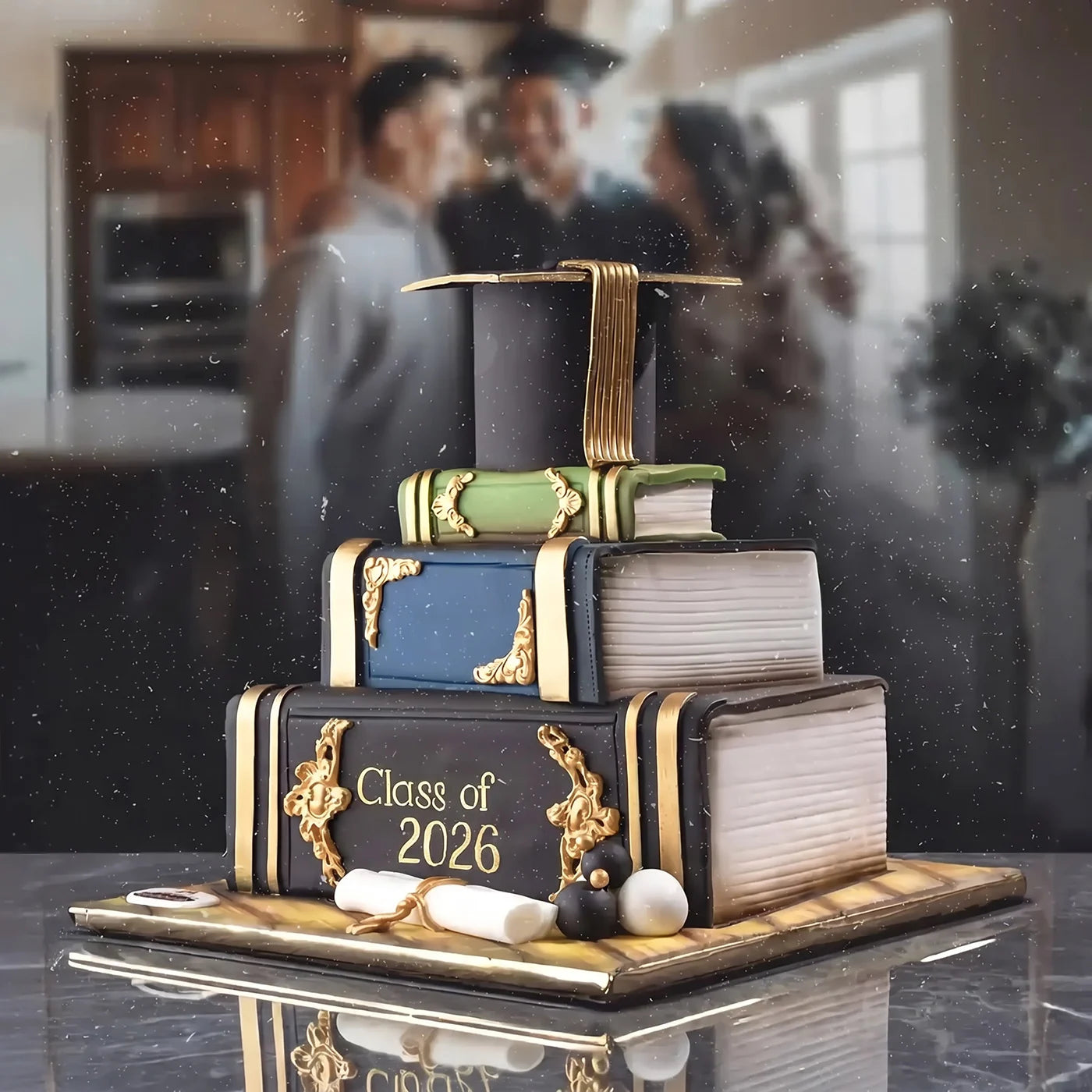 Books & Hat Graduation Cake