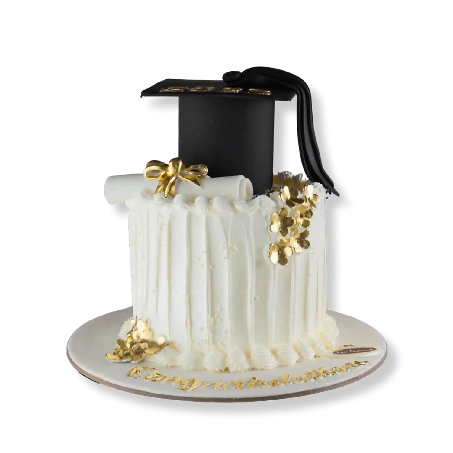 Golden Flower Graduation Cake
