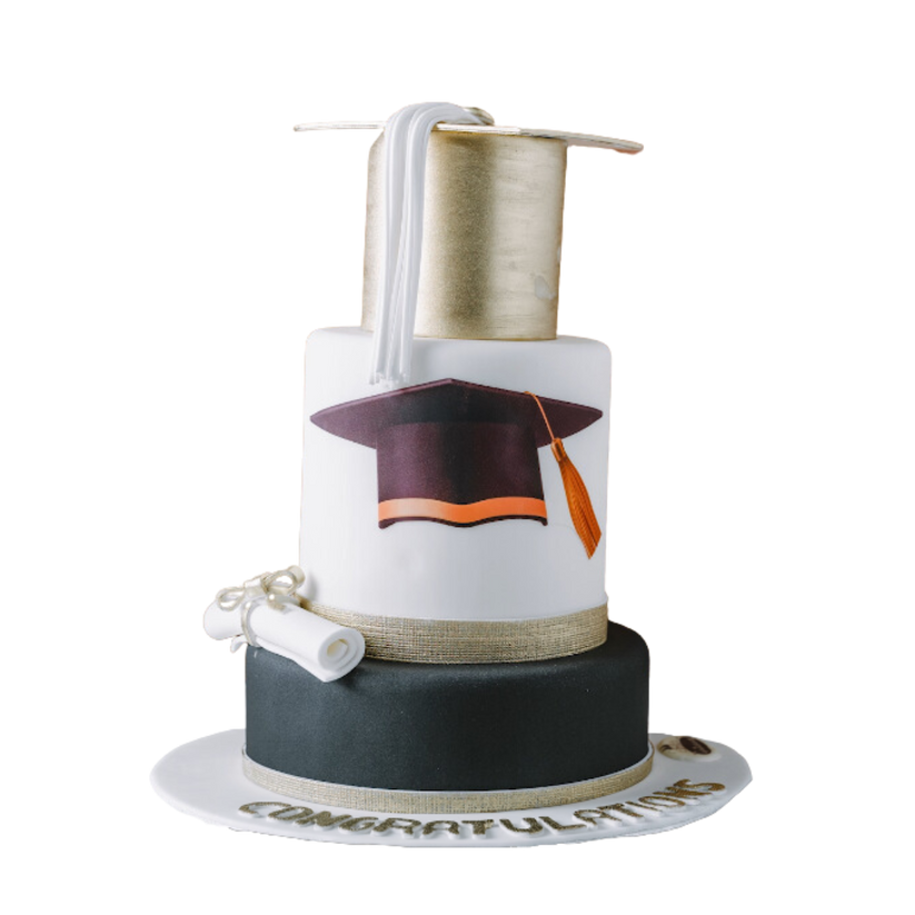 Graduation Cake Multi Layers with Diploma Gateaux