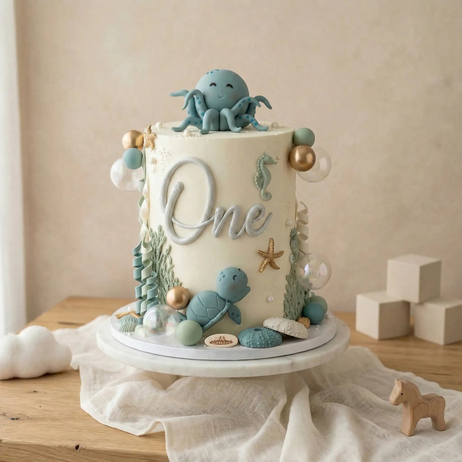 Ocean themed cake for the 1st birthday of a baby
