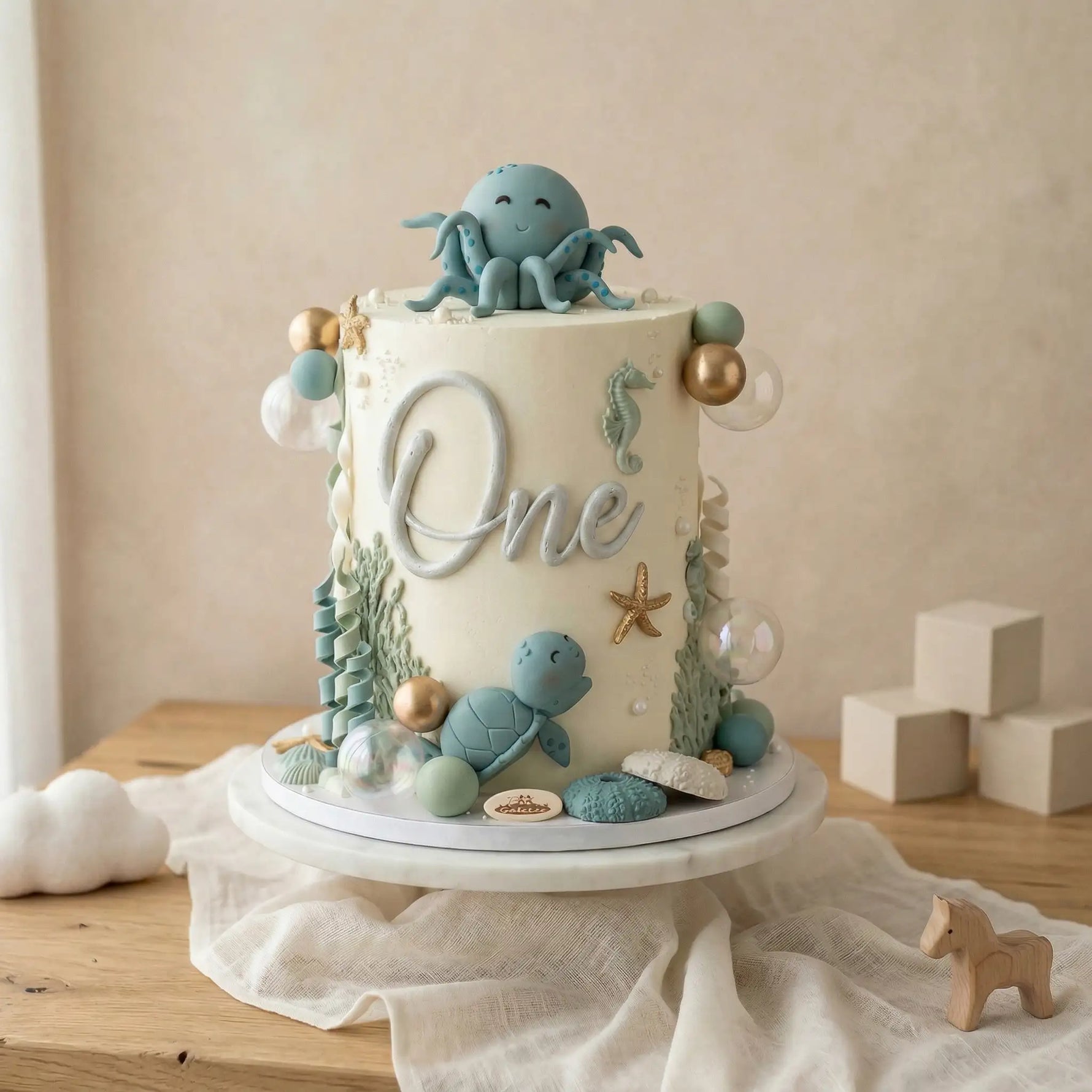 Ocean themed cake for the 1st birthday of a baby