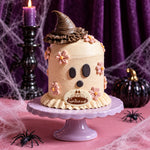 Boo Bloom floral ghost with witch hat featured in our Halloween cakes selection